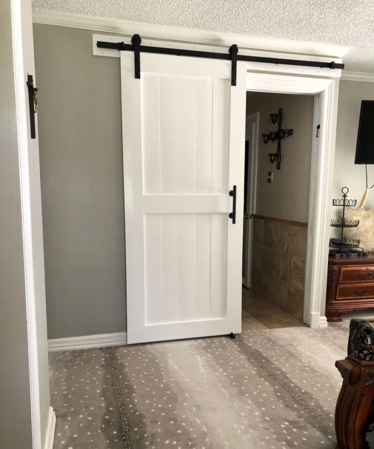 Diy Sliding Barn Door To Replace The Dreaded Pocket Door Traceys Fancy 1