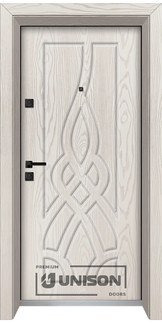 Входна врата Унисон Оптима 4534p, цвят Бяла Мура