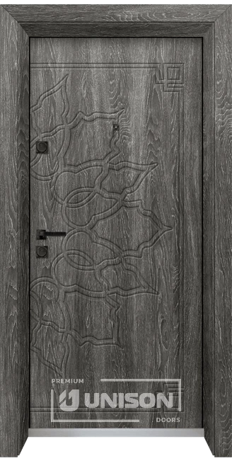 Входна врата Унисон Оптима 4539p, цвят Сив ясен