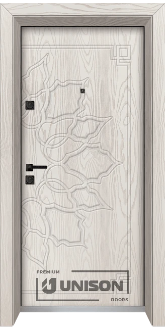 Входна врата Унисон Оптима 4539p, цвят Бяла Мура